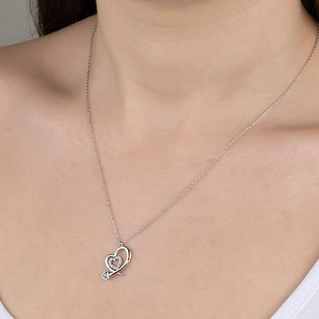 Sterling Silver Intertwined Hearts Necklace with Swarovski Zirconia
