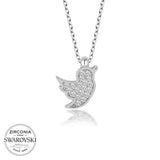 Sterling Silver Necklace - Zirconia from Swarovski Dainty Bird Pendant