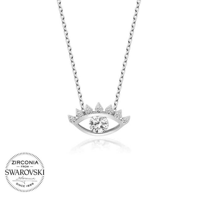 Necklace - Sterling Silver Swarovski Zirconia Evil Eye Pendant