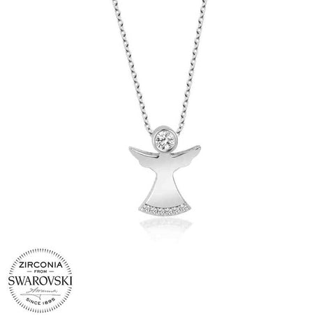 Sterling Silver Angel Necklace - Zirconia from Swarovski Dainty Pendant