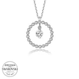 Sterling Silver Beaded Circle Necklace - Zirconia from Swarovski Solitaire