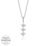 Zirconia Three Stone Drop Necklace - Dainty Silver-Tone Pendant