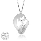 Sterling Silver Mother & Baby Zirconia Embrace Necklace