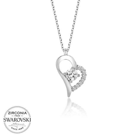 Necklace - Sterling Silver Heart Solitaire with Swarovski Zirconia