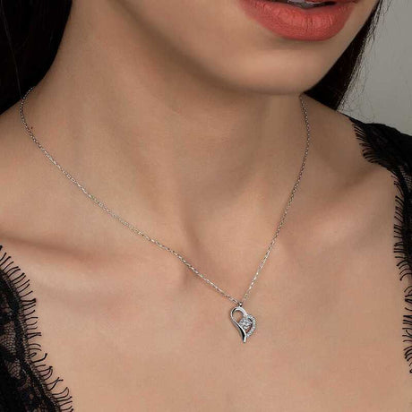Necklace - Sterling Silver Heart Solitaire with Swarovski Zirconia
