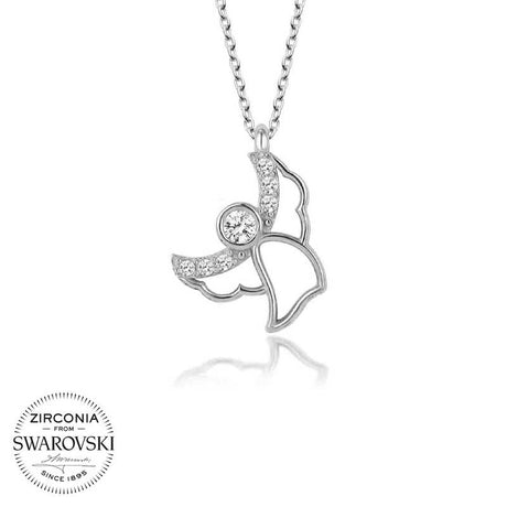 Necklace - Sparkling Zirconia Angel Pendant, Sterling Silver