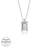 Sterling Silver Baguette Solitaire Necklace - Zirconia from Swarovski
