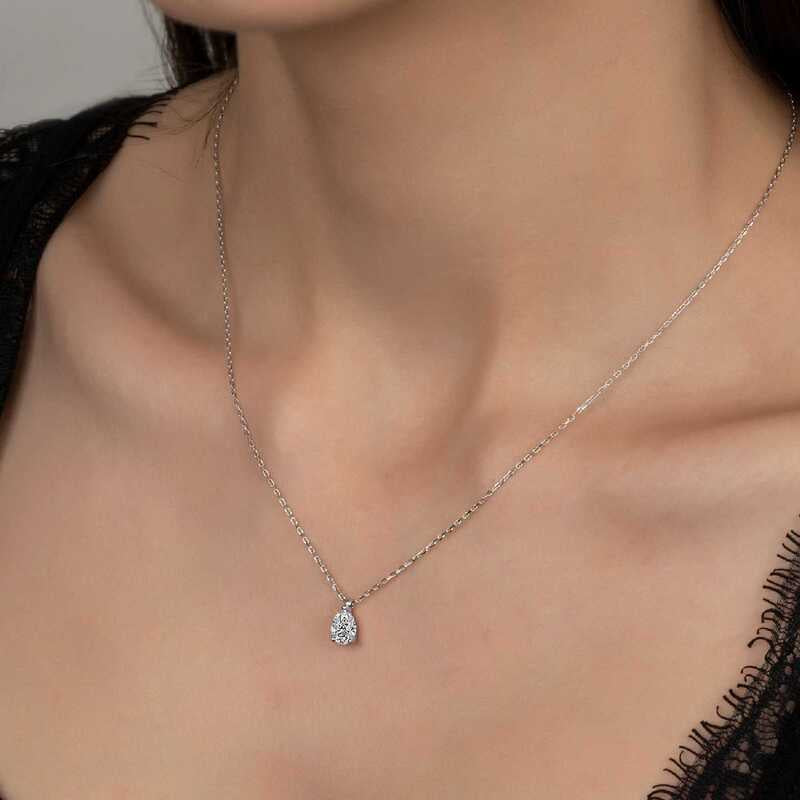 Necklace - Sterling Silver Pear-Cut Zirconia Solitaire Pendant