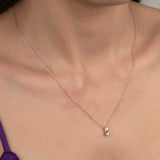 Necklace - Dainty Rose Gold-Tone Solitaire Zirconia Pendant