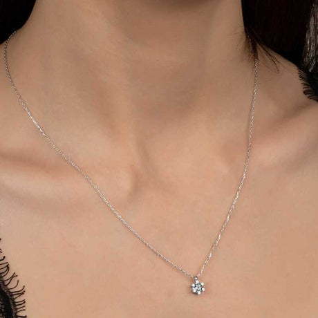 Solitaire Necklace - Zirconia from Swarovski, Dainty Six-Prong