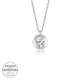 Sterling Silver Solitaire Necklace - Bezel Set Swarovski Zirconia