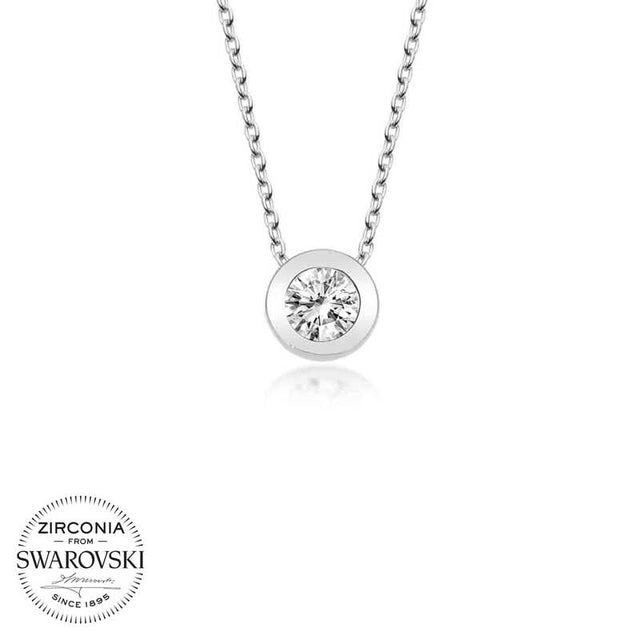 Solitaire Necklace - Zirconia from Swarovski Bezel Set Design