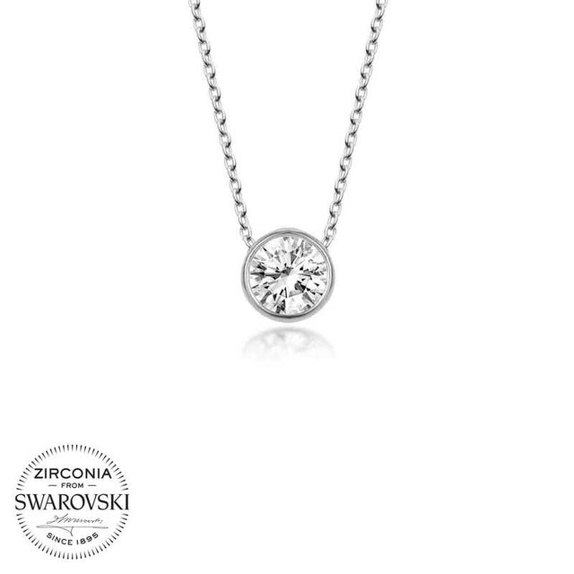 Solitaire Necklace - Zirconia from Swarovski Bezel Set Pendant