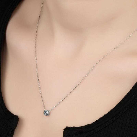 Solitaire Necklace - Zirconia from Swarovski Bezel Set Pendant