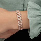 Rose Gold Plated Sterling Silver Bracelet - Iced Out Cuban Link