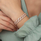 Rose Gold Plated Sterling Silver Bracelet - Iced Out Cuban Link