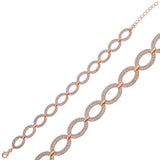 Bracelet - Rose Gold-Tone Sterling Silver Oval Link with Sparkling Stones