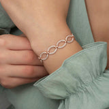 Bracelet - Rose Gold-Tone Sterling Silver Oval Link with Sparkling Stones