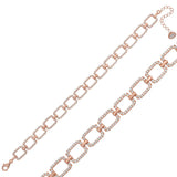 Rose Gold Plated Silver Bracelet - Dazzling Pave CZ Link Design
