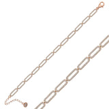 Rose Gold Plated Sterling Silver Bracelet - Sparkling Oval Link