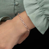 Rose Gold Plated Sterling Silver Bracelet - Sparkling Oval Link