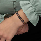 Rose Gold Plated Black Stone Pave Cuban Link Bracelet
