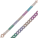 Rose Gold Plated Colorful Zirconia Pave Link Bracelet