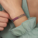 Rose Gold Plated Colorful Zirconia Pave Link Bracelet