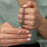 Rose Gold Plated Colorful Zirconia Pave Link Bracelet
