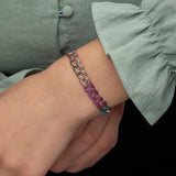Rose Gold Plated Colorful Zirconia Pave Link Bracelet