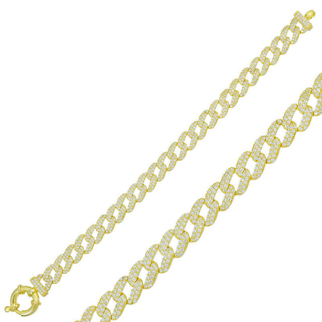 Bracelet - Gold-Tone Pave Curb Chain Bracelet - Dazzling Iced Out Style
