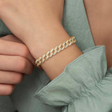 Bracelet - Gold-Tone Pave Curb Chain Bracelet - Dazzling Iced Out Style