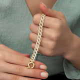 Bracelet - Gold-Tone Pave Curb Chain Bracelet - Dazzling Iced Out Style