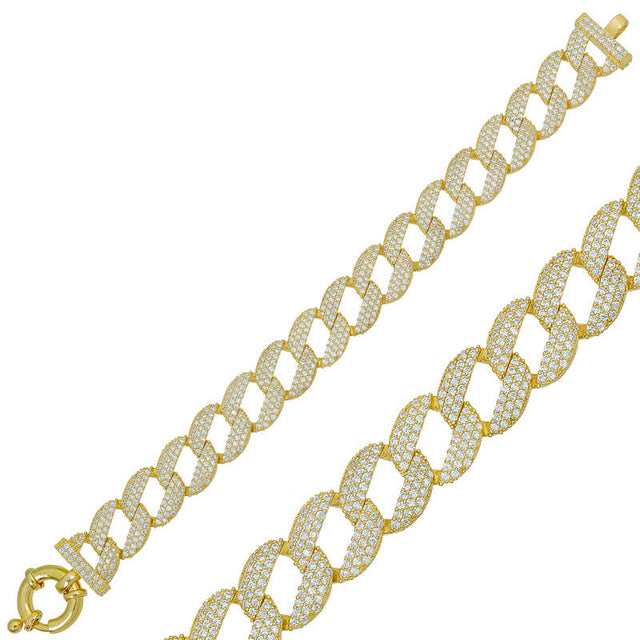 Gold-Tone Pave Cuban Link Bracelet - Sparkling Statement