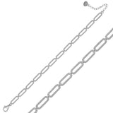 Sterling Silver - Dazzling Pavé Oval Link Chain Bracelet