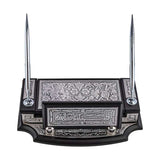 Ornate Desk Pen Holder - Silver-Tone Floral & Calligraphy Design