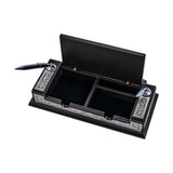 Ornate Desk Pen Holder - Silver-Tone Floral & Calligraphy Design