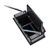 Ornate Desk Pen Holder - Silver-Tone Floral & Calligraphy Design