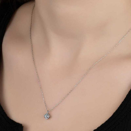 Sterling Silver Solitaire Necklace with Swarovski Zirconia