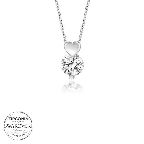 Swarovski Zirconia Heart Solitaire Sterling Silver Necklace
