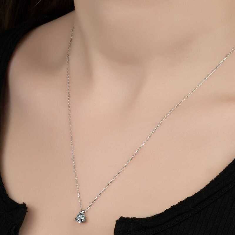 Dainty Solitaire Necklace - Zirconia from Swarovski Pendant