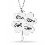 Personalized Four-Leaf Clover Name Necklace - Silver-Tone Engraved