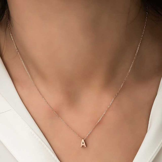 Rose Gold Plated Silver Initial 'A' Pendant Necklace