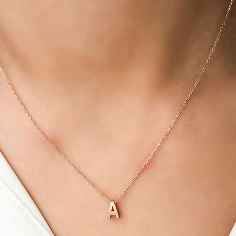 Rose Gold Plated Silver Initial 'A' Pendant Necklace