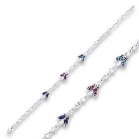 Sterling Silver Colorful Butterfly CZ Tennis Bracelet