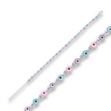 Sterling Silver Evil Eye Bracelet - Dainty Colorful Charm Chain