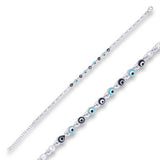 Sterling Silver Dainty Evil Eye Charm Bracelet - Minimalist Protection