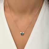Rose Gold Plated Necklace - Minimalist Butterfly Enamel Pendant