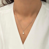 Sterling Silver Pearl Necklace - Elegant Teardrop Solitaire