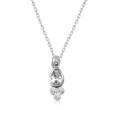 Sterling Silver Dewdrop Solitaire & Cluster Necklace
